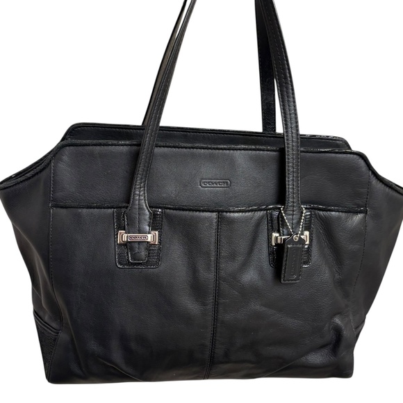 Coach Taylor F25205 Alexis Leather Carryall Satchel Tote Bag in black Leather - Picture 1 of 12